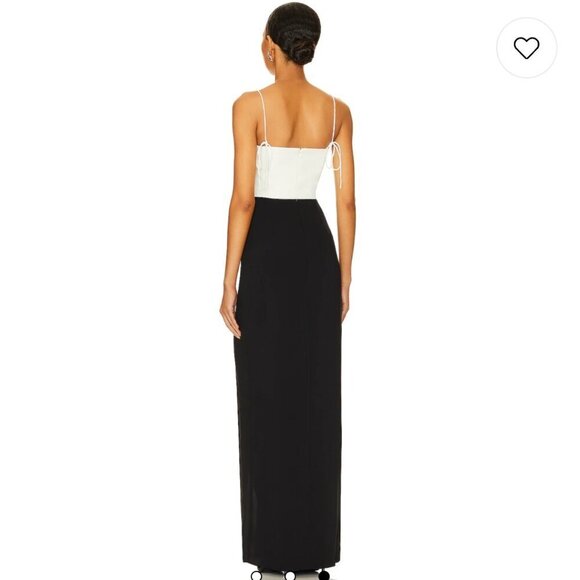 NEW Amanda Uprichard Avani Long Dress M Black White Colorblock Formal Evening - Picture 3 of 7